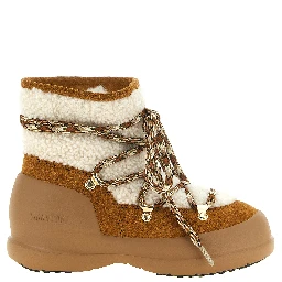 Beige Lamb Fur Flat Boots