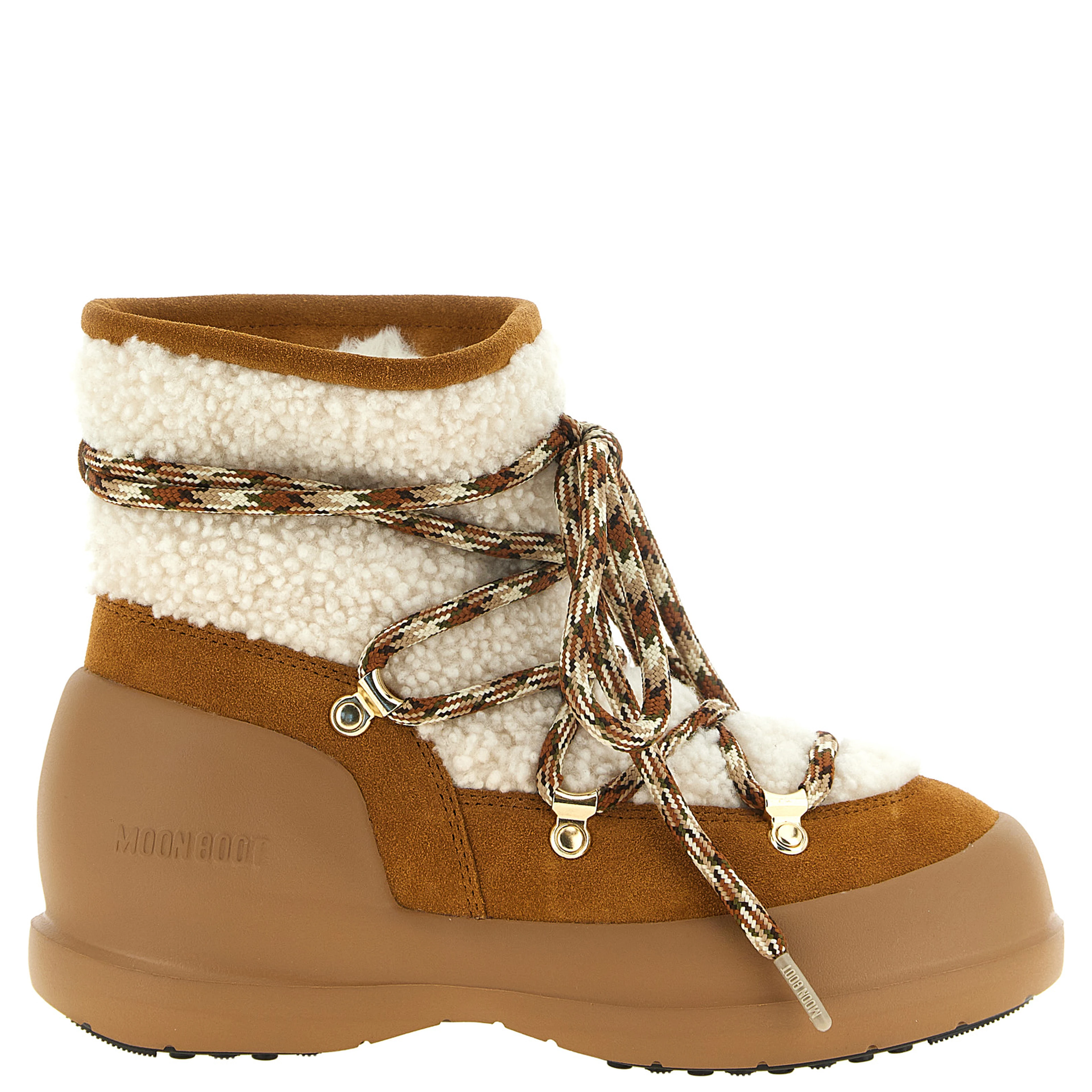 Beige Lamb Fur Flat Boots