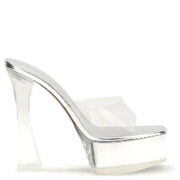 Silver Pvc Platform Sandals