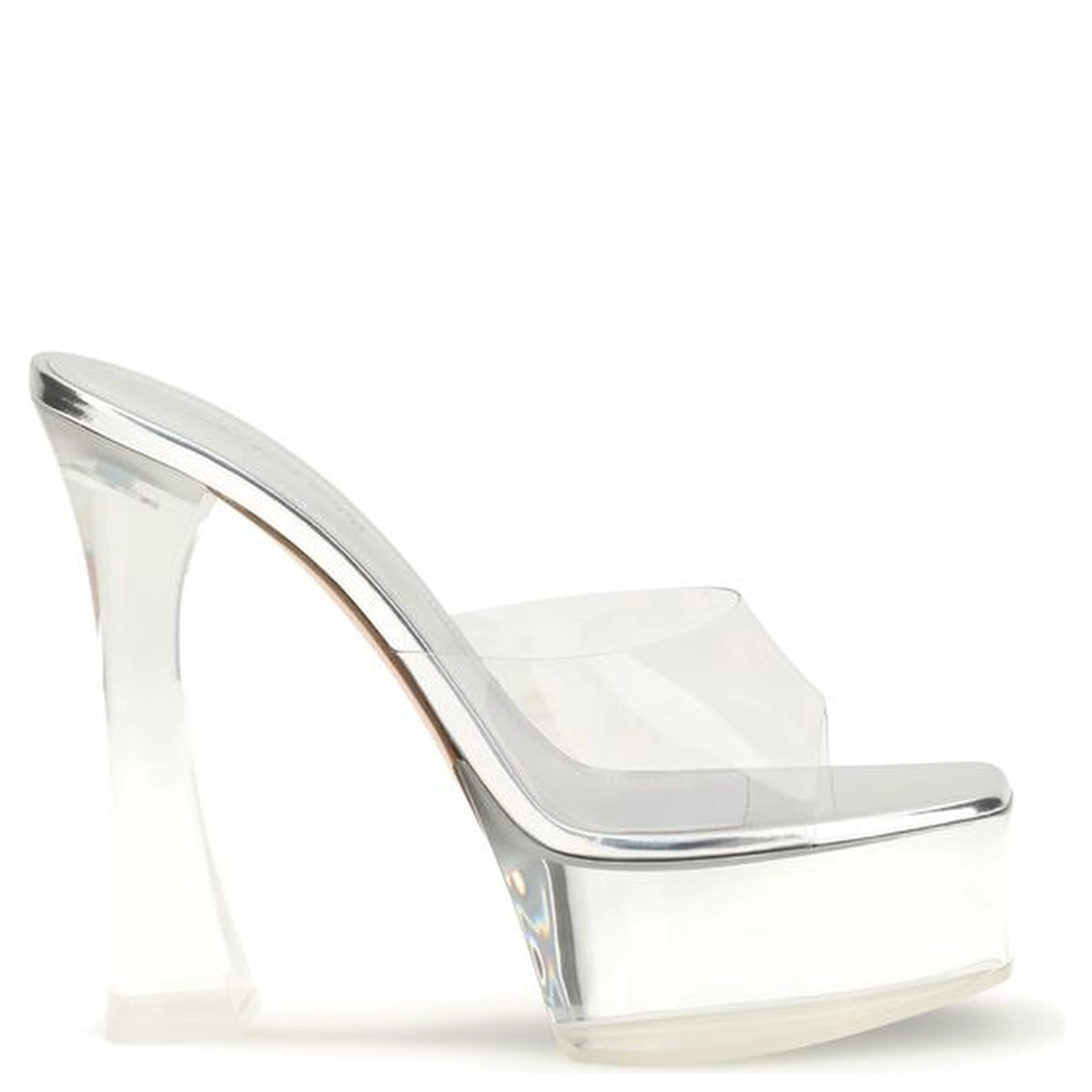 Silver Pvc Platform Sandals