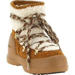 Beige Lamb Fur Flat Boots