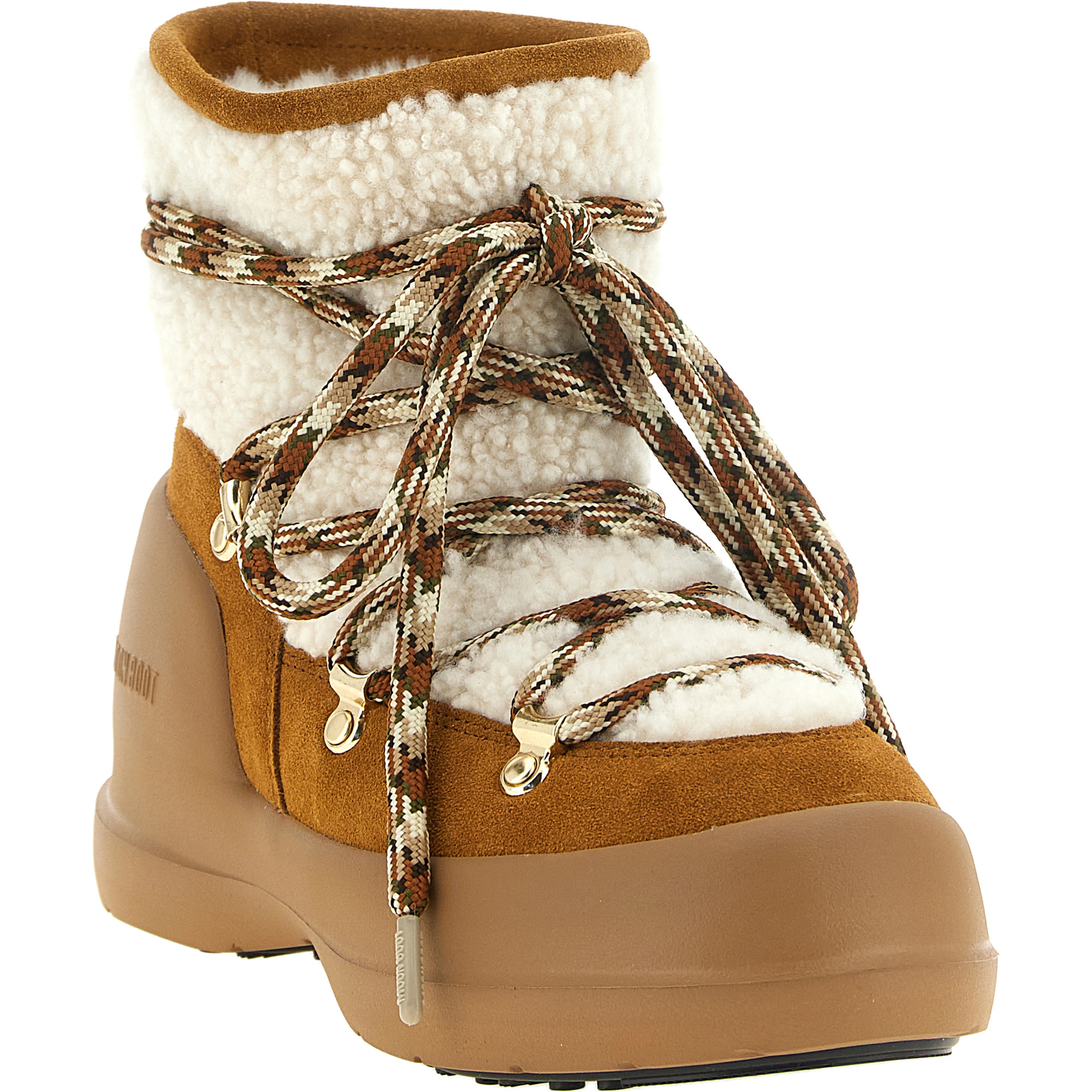 Beige Lamb Fur Flat Boots
