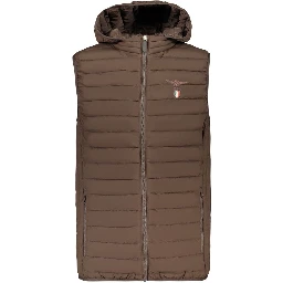 Brown Polyester Sleeveless Jacket