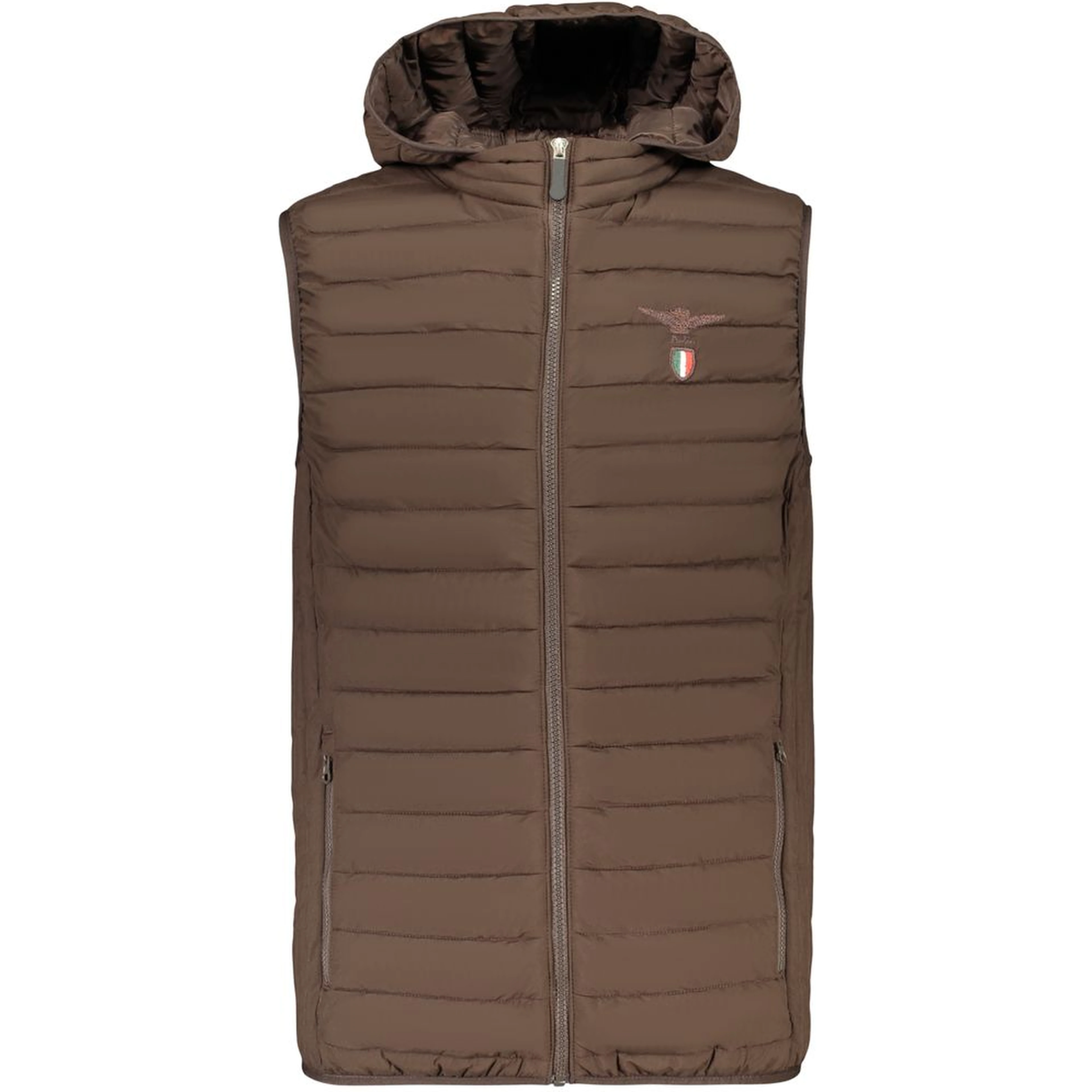 Brown Polyester Sleeveless Jacket