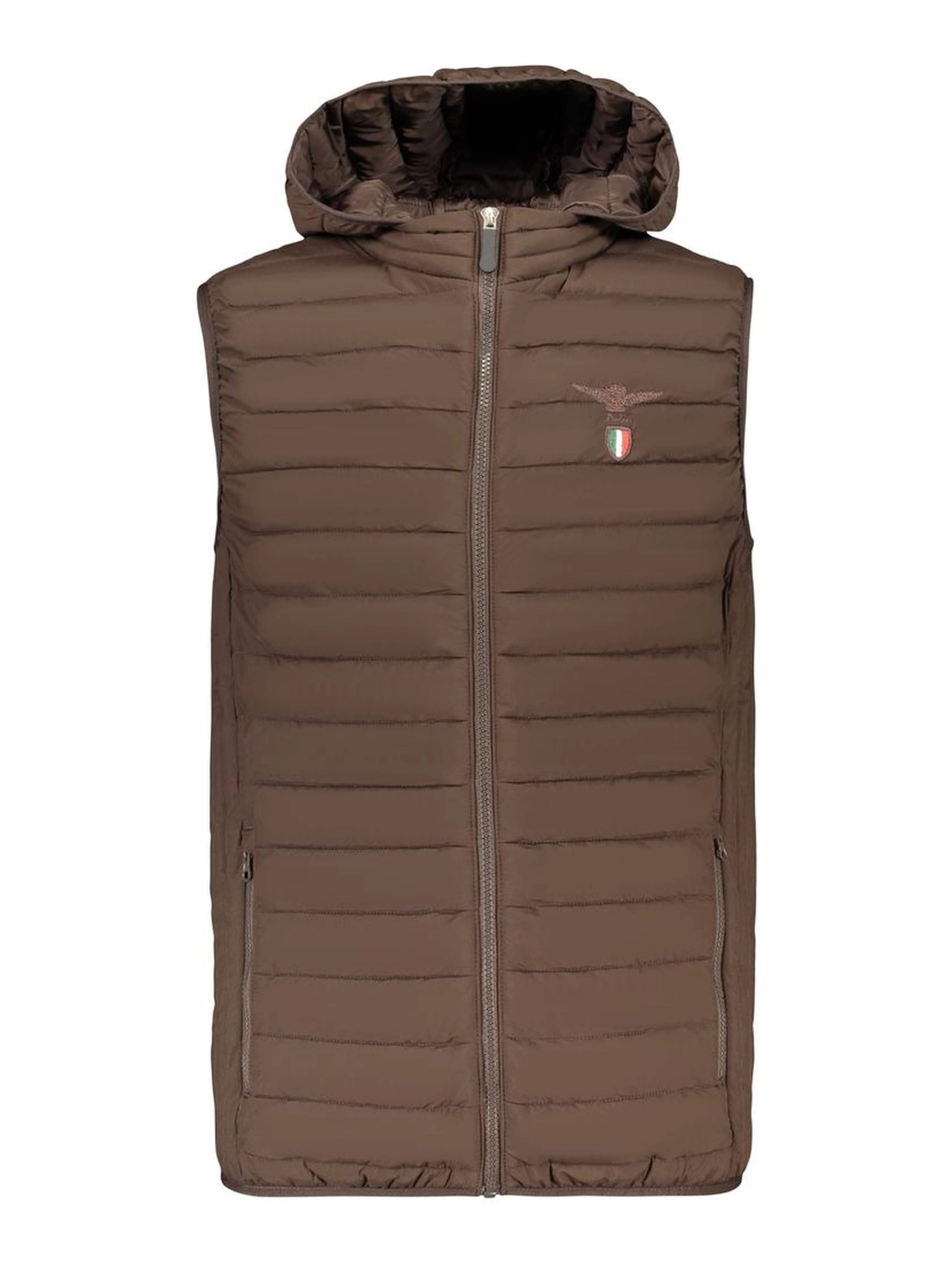 Brown Polyester Sleeveless Jacket