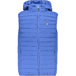 Blue Polyester Sleeveless Jacket
