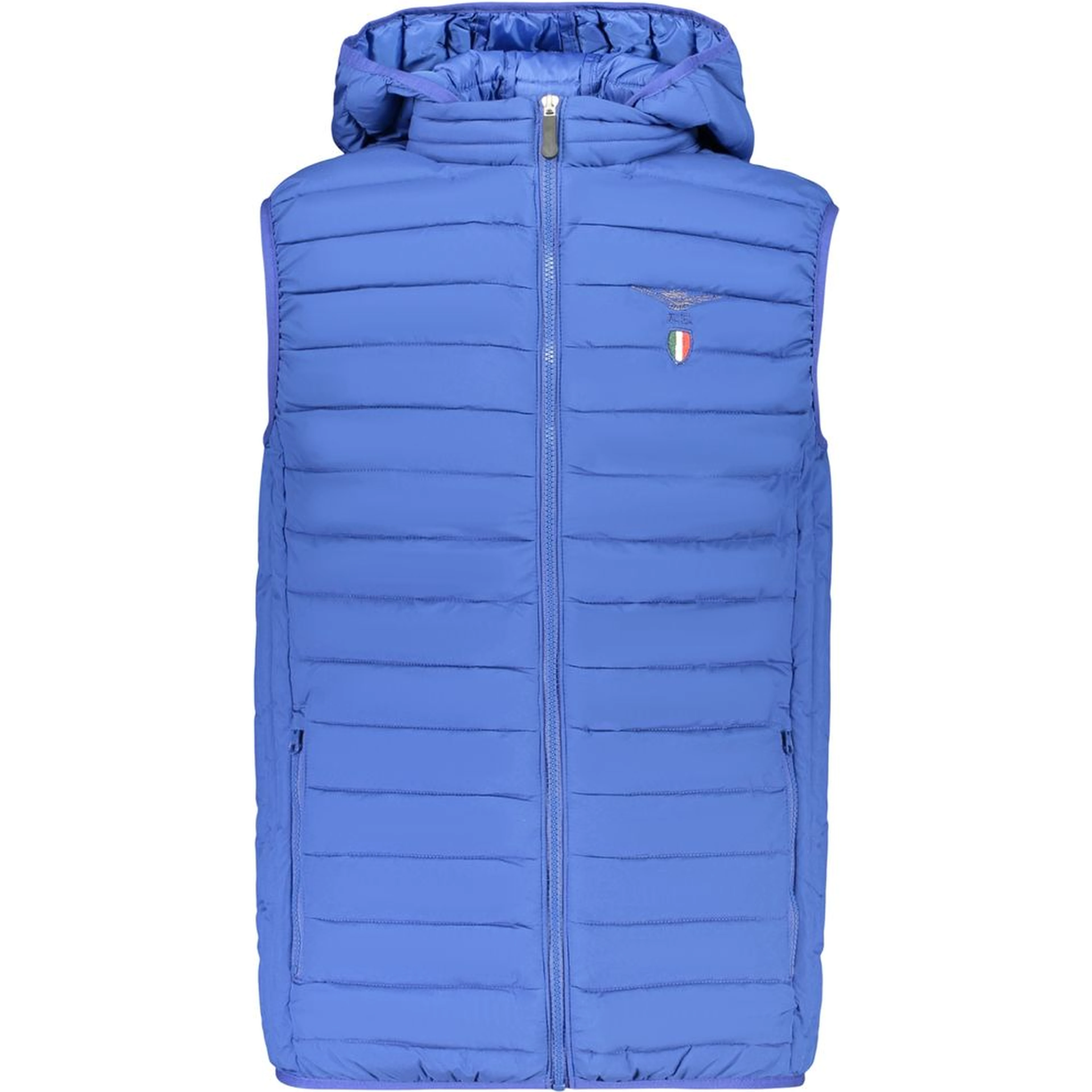 Blue Polyester Sleeveless Jacket