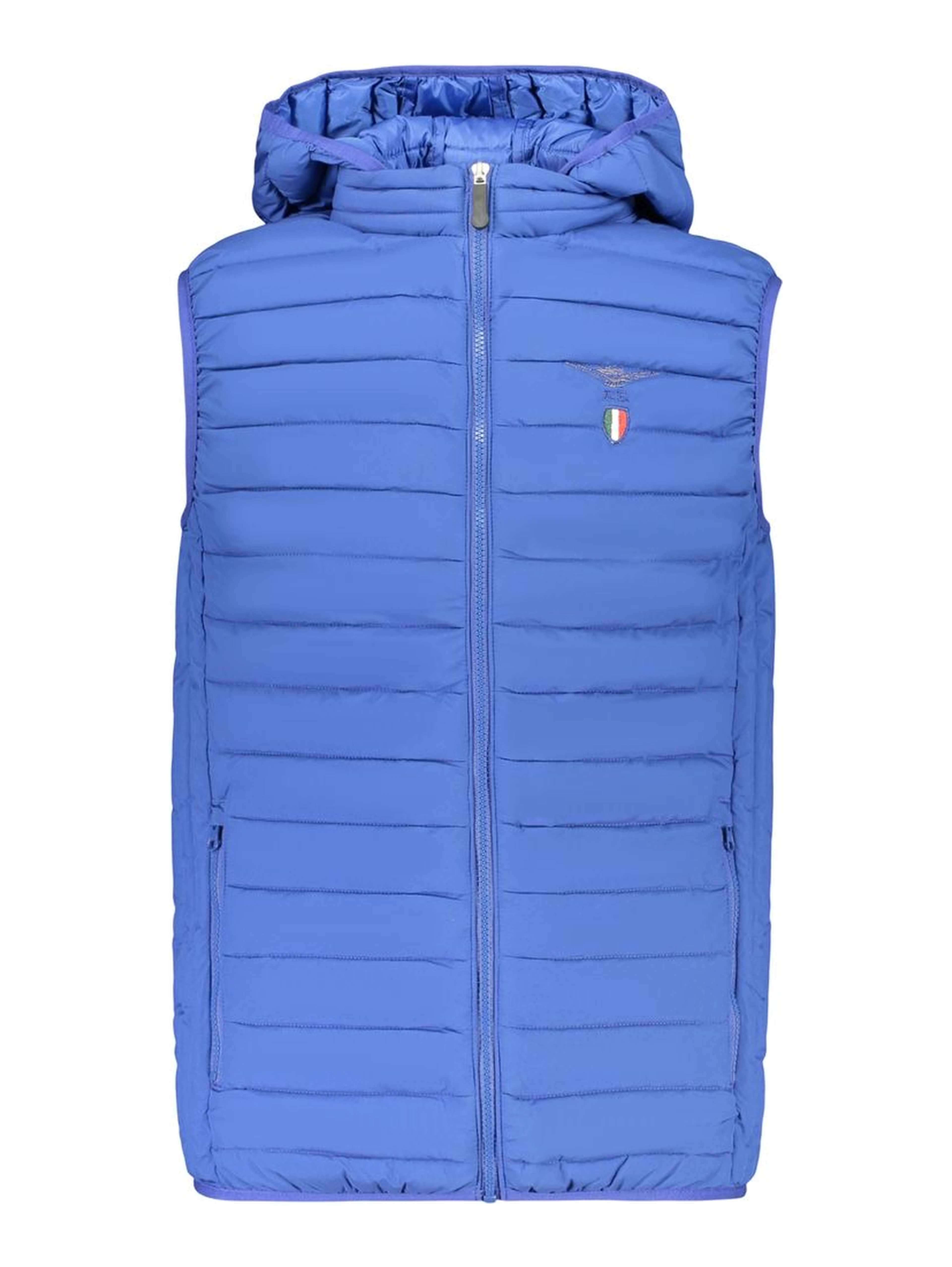 Blue Polyester Sleeveless Jacket