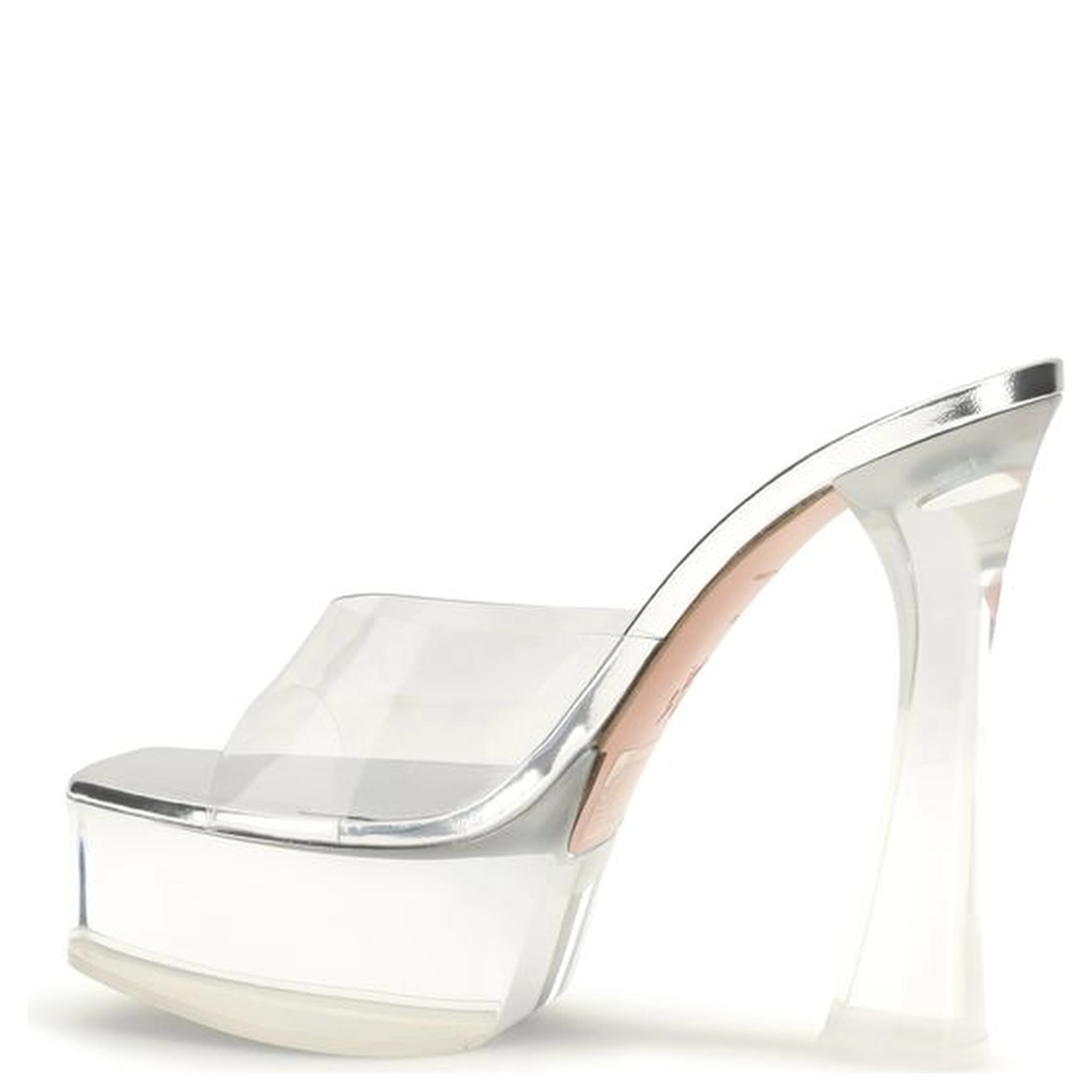 Silver Pvc Platform Sandals