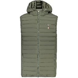 Green Polyester Sleeveless Jacket