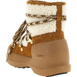 Beige Lamb Fur Flat Boots