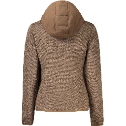 Brown Polyester Women's Jacket with Hood