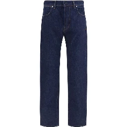 Blue Cotton Straight-Leg Jeans