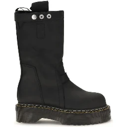Black Nubuc Leather Lace-Up Boots