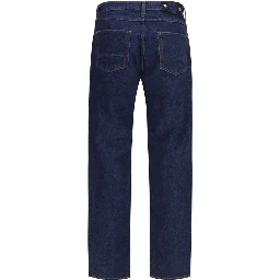 Blue Cotton Straight-Leg Jeans