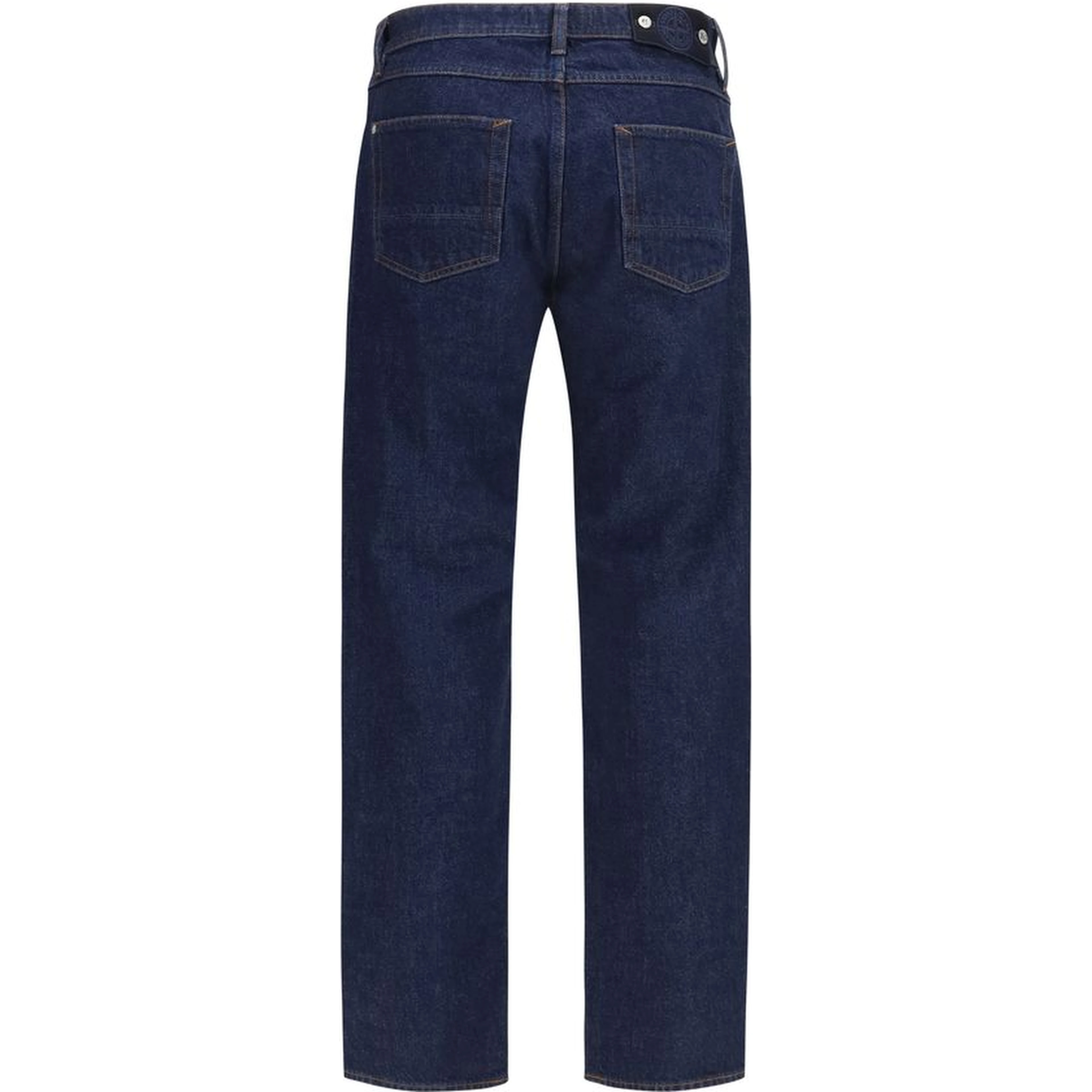 Blue Cotton Straight-Leg Jeans