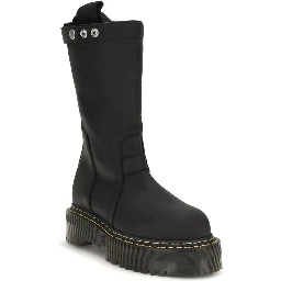 Black Nubuc Leather Lace-Up Boots