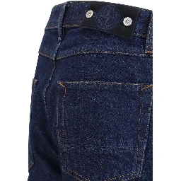 Blue Cotton Straight-Leg Jeans
