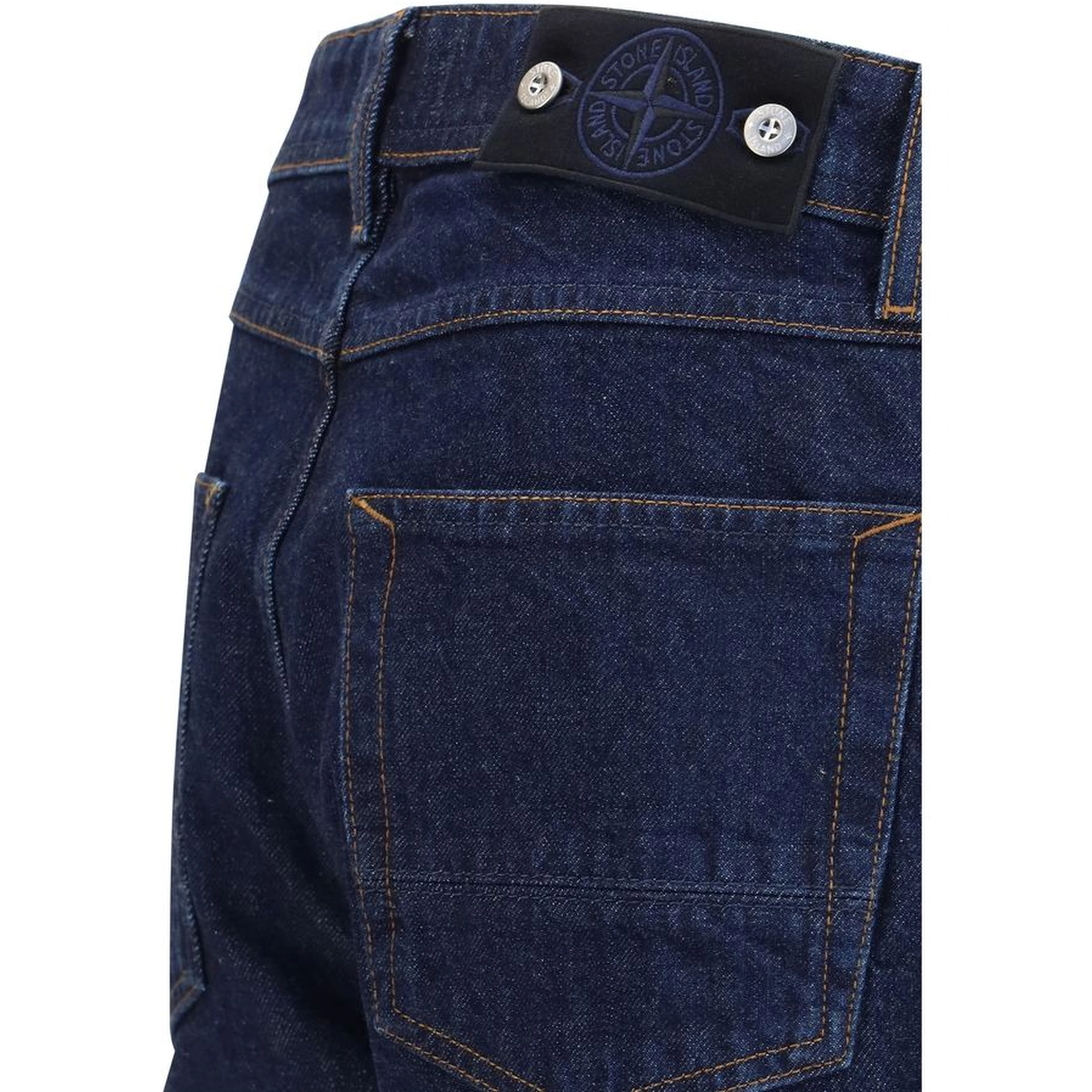 Blue Cotton Straight-Leg Jeans