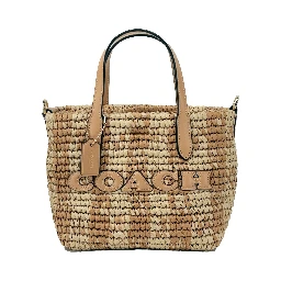 Coach Mini City Gingham Straw Tote Crossbody Bag