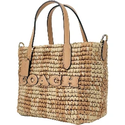 Coach Mini City Gingham Straw Tote Crossbody Bag