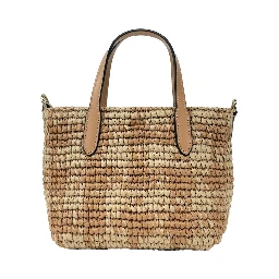 Coach Mini City Gingham Straw Tote Crossbody Bag
