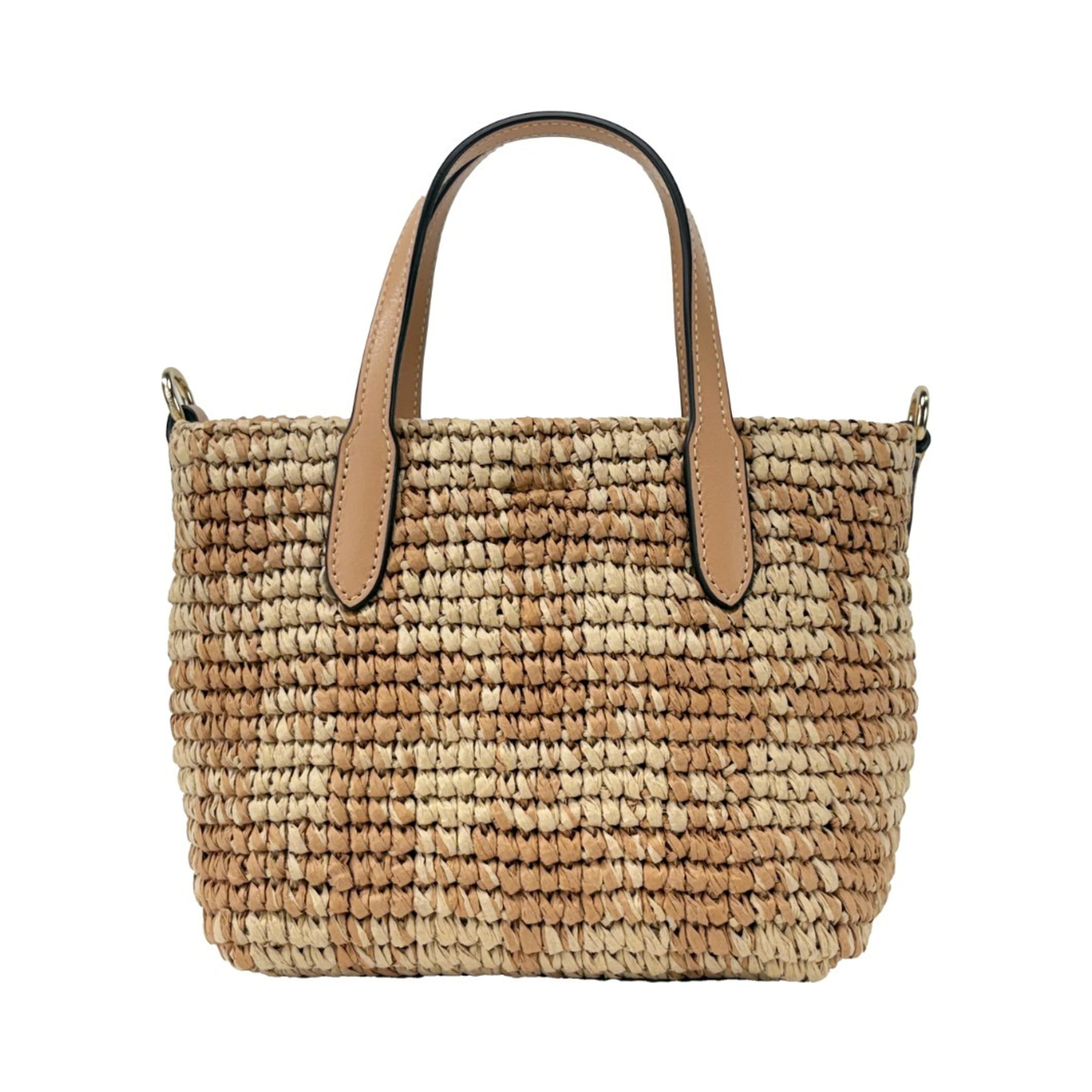 Coach Mini City Gingham Straw Tote Crossbody Bag