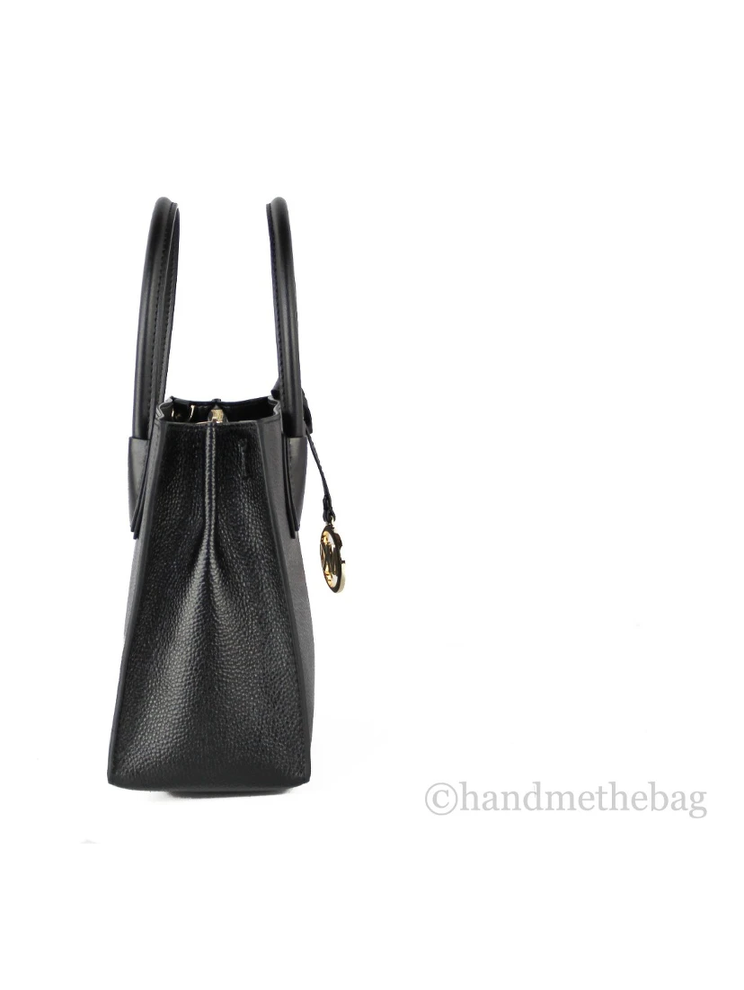 Michael Kors Mercer Medium Leather Messenger Crossbody Handbag (Black Solid)