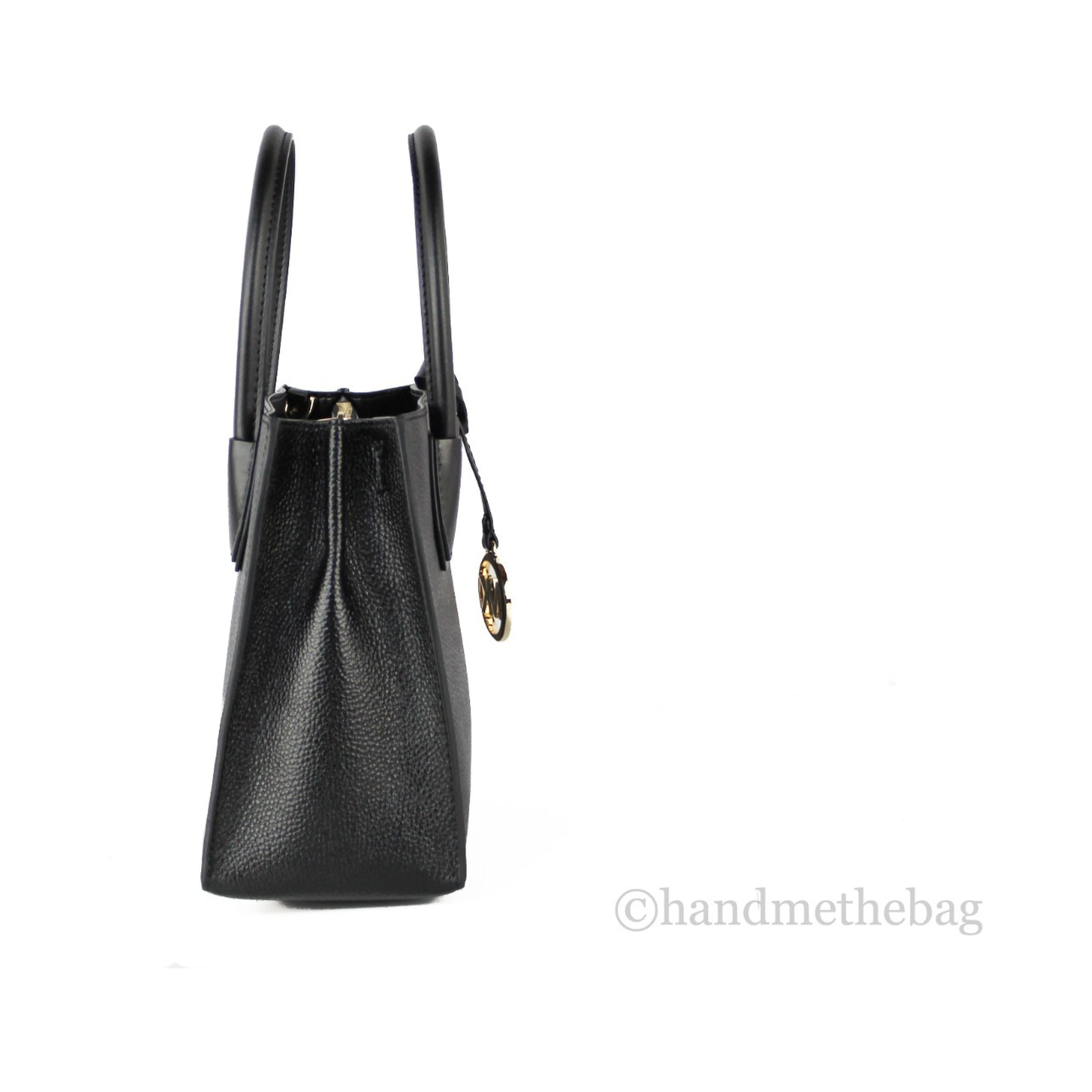 Michael Kors Mercer Medium Leather Messenger Crossbody Handbag (Black Solid)