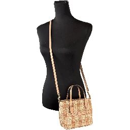 Coach Mini City Gingham Straw Tote Crossbody Bag