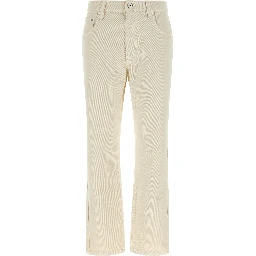 Beige Cotton Straight-Leg Jeans