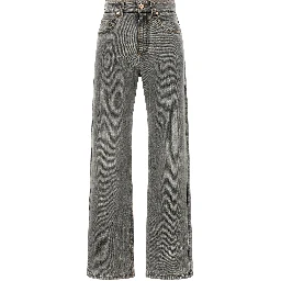 Gray Cotton Straight-Leg Jeans