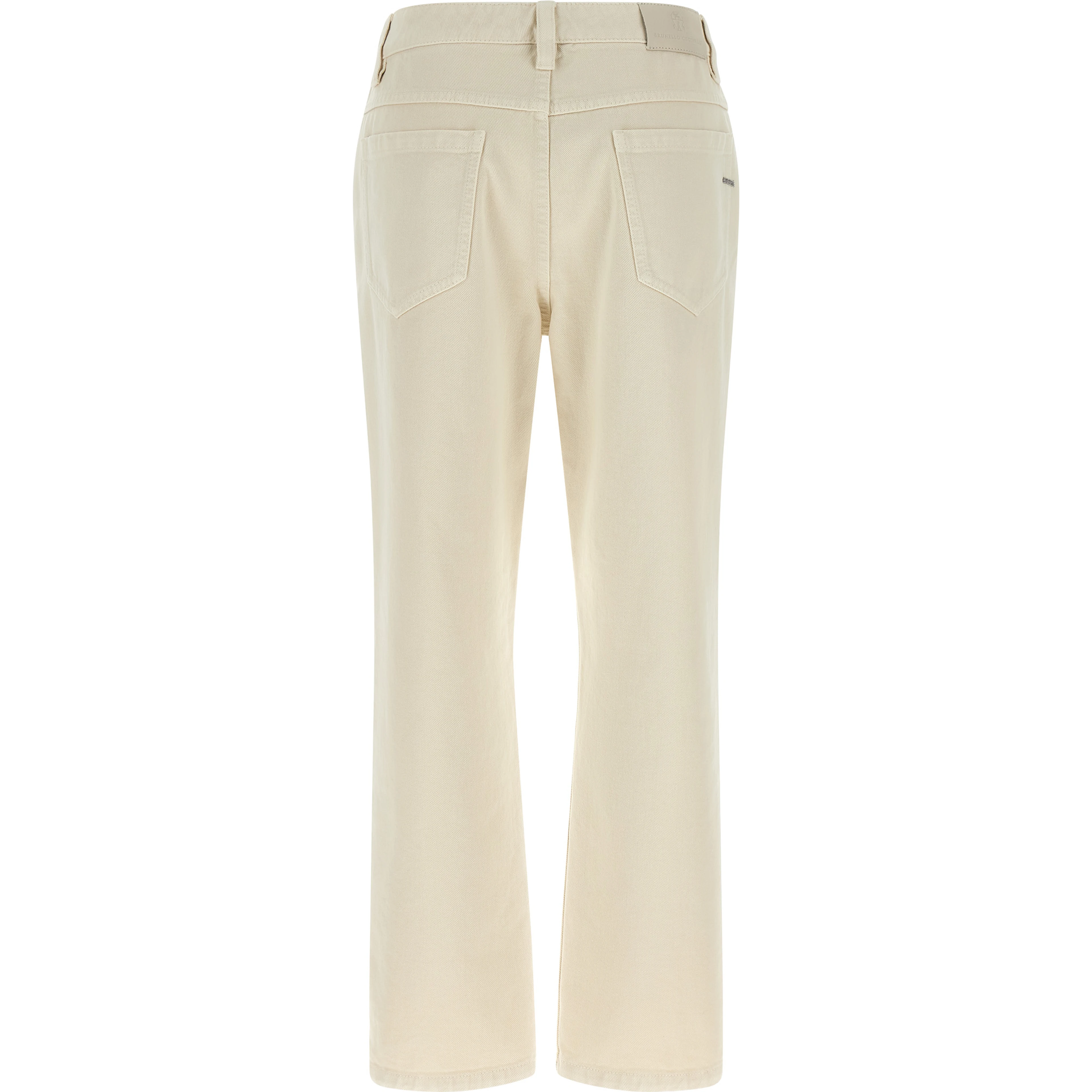 Beige Cotton Straight-Leg Jeans