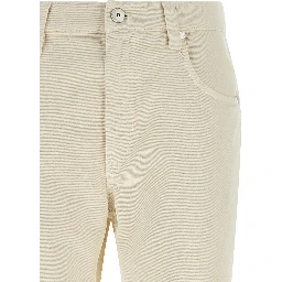 Beige Cotton Straight-Leg Jeans