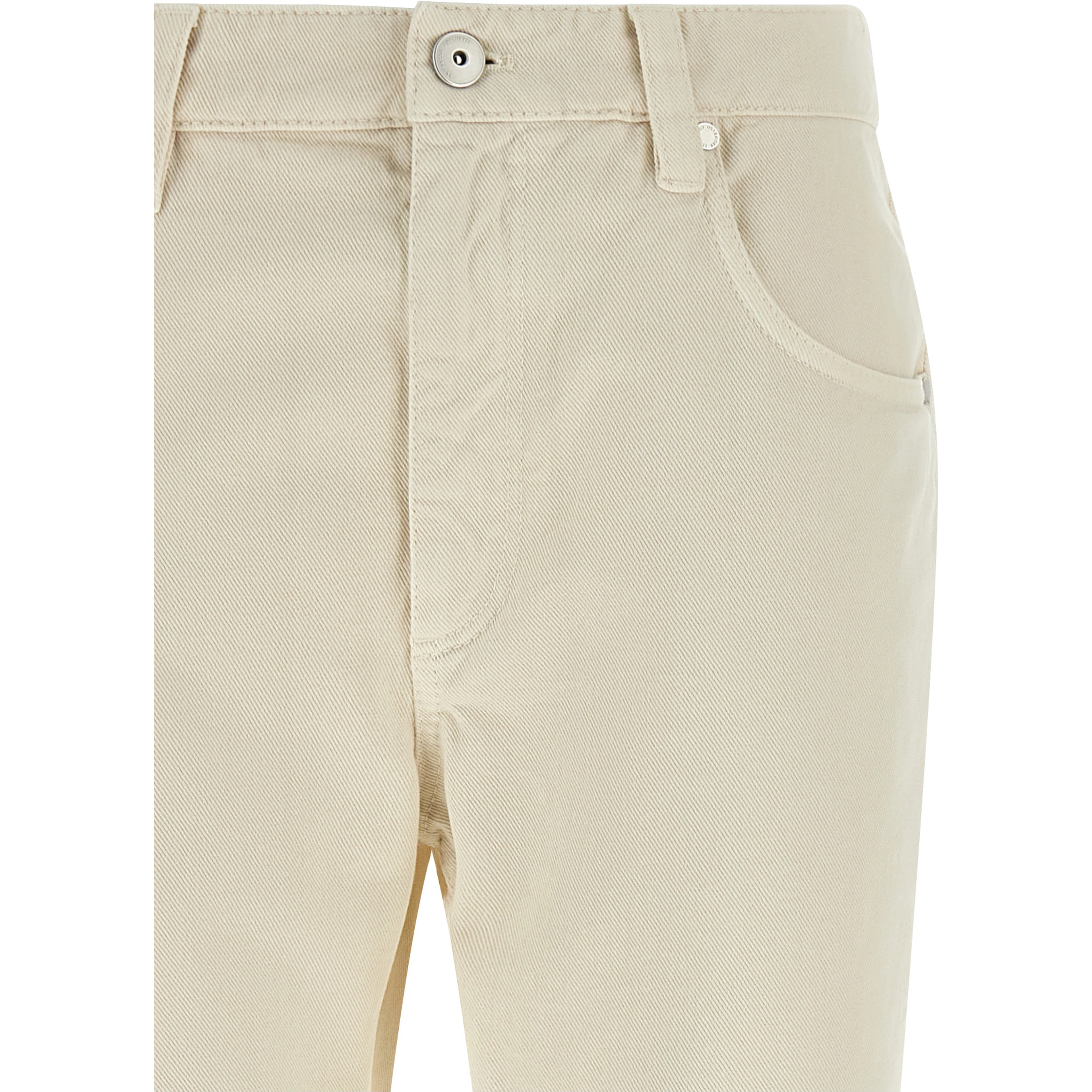 Beige Cotton Straight-Leg Jeans