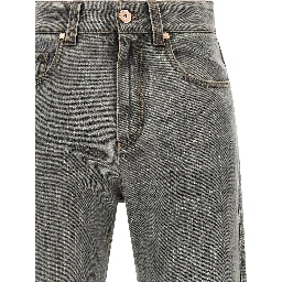 Gray Cotton Straight-Leg Jeans