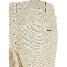Beige Cotton Straight-Leg Jeans