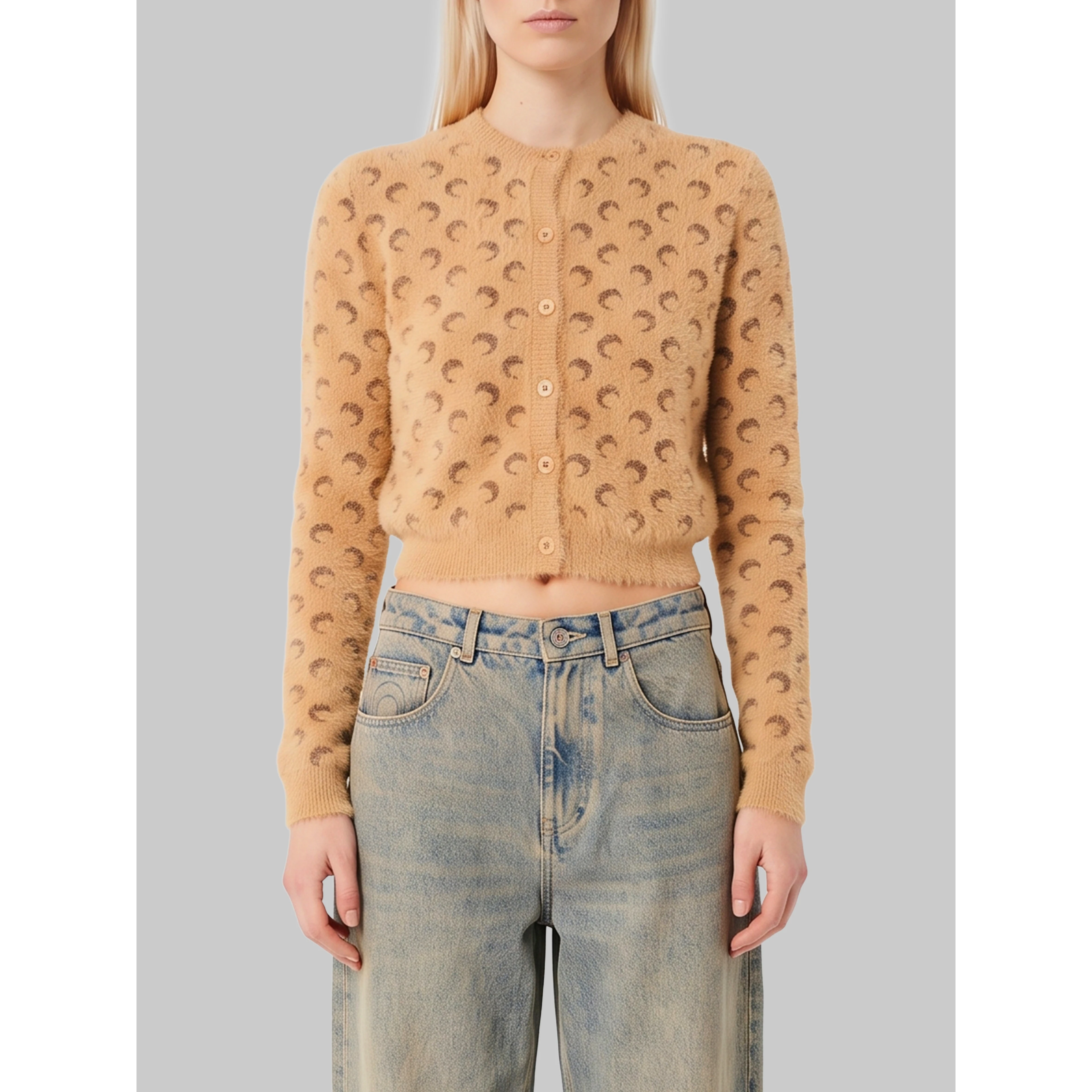 Fluffy Moon jacquard knit cardigan