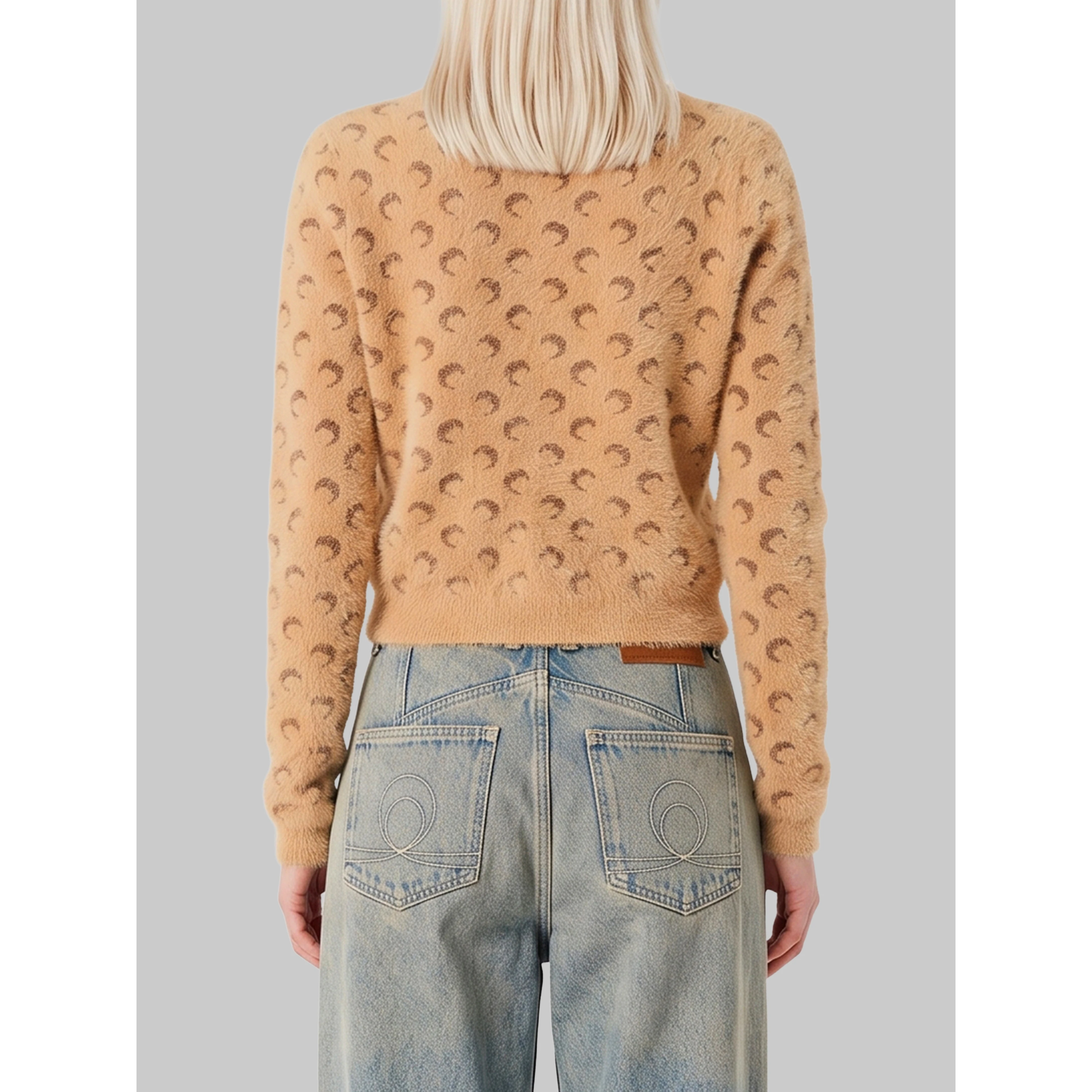 Fluffy Moon jacquard knit cardigan