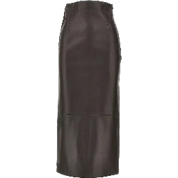 'Inga' leather ankle-length skirt