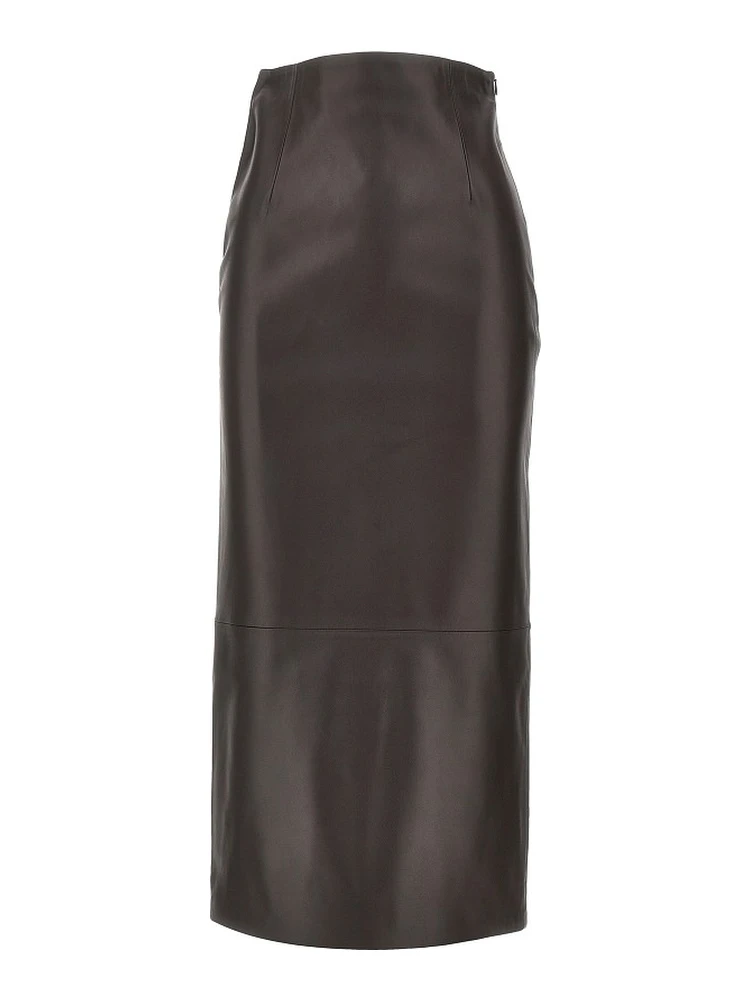 'Inga' leather ankle-length skirt