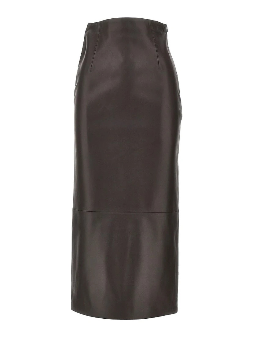 'Inga' leather ankle-length skirt