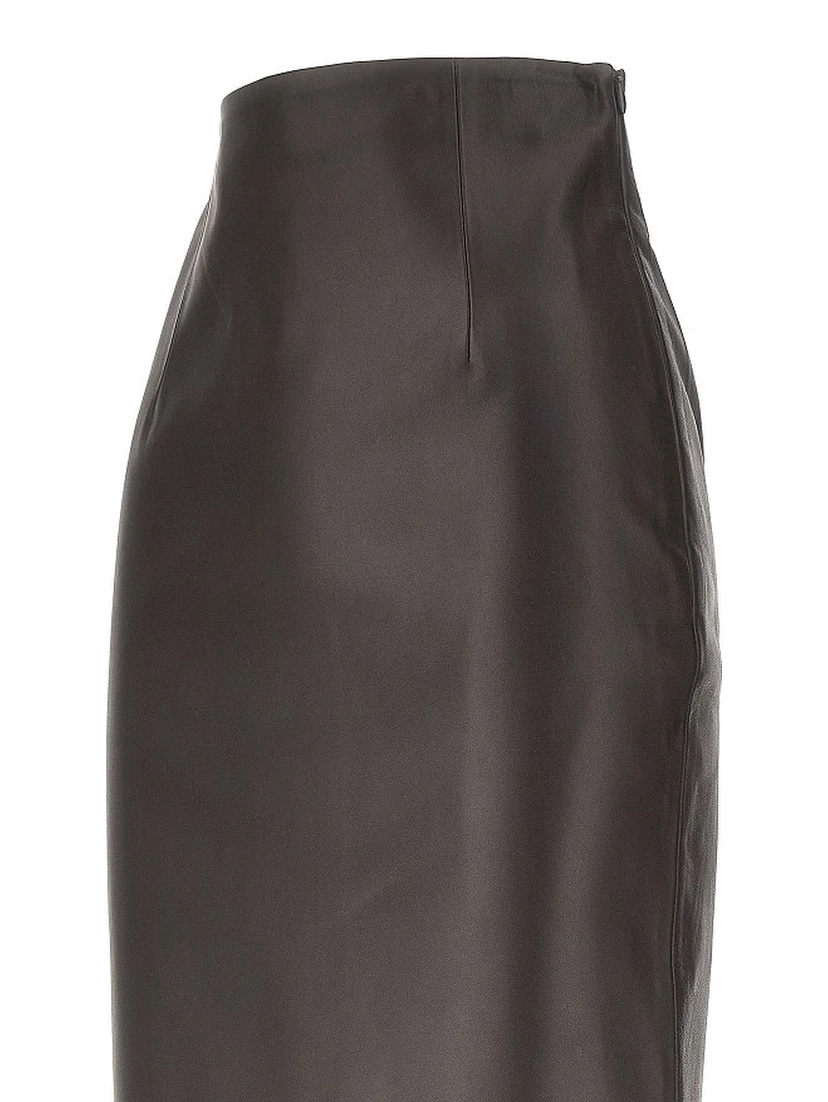 'Inga' leather ankle-length skirt
