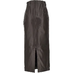 'Inga' leather ankle-length skirt