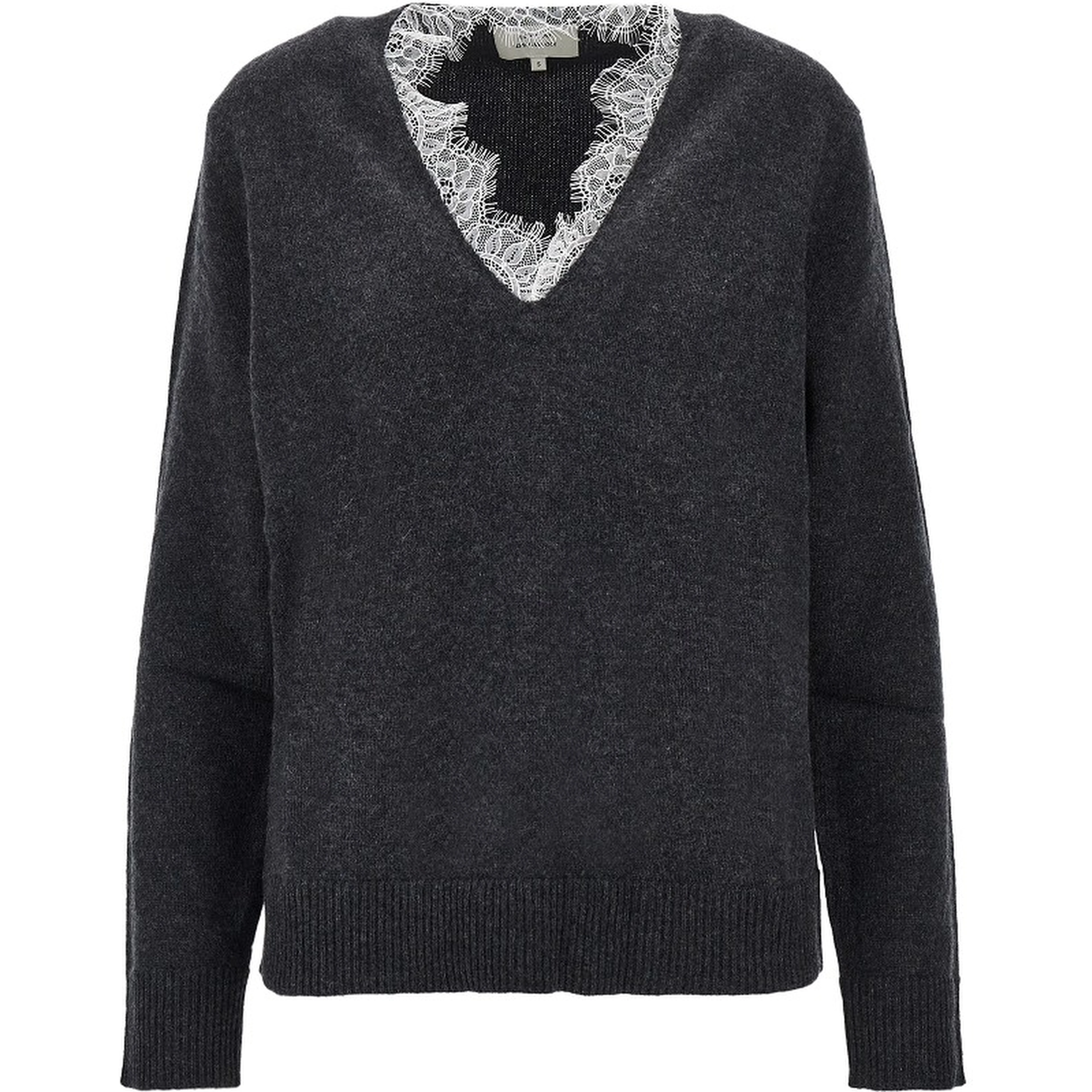 'Leyla' sweater with lace trim