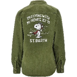 Snoopy print cotton overshirt