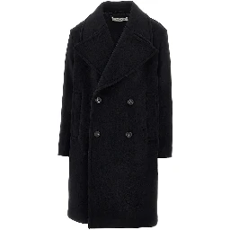 Wool-blend double-breasted overcoat