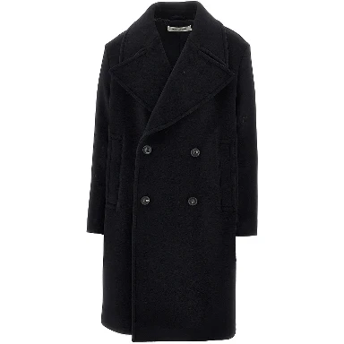 Wool-blend double-breasted overcoat