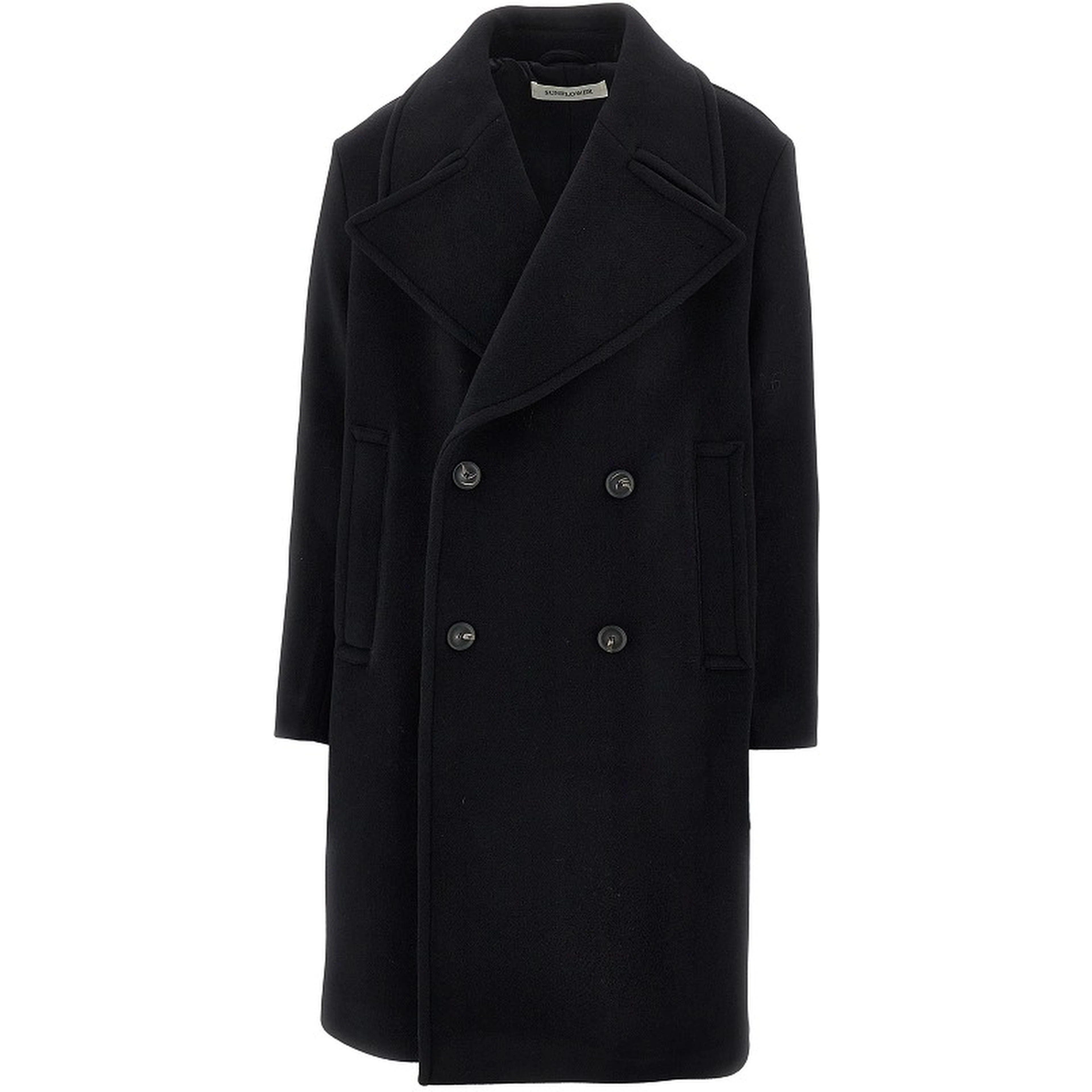 Wool-blend double-breasted overcoat