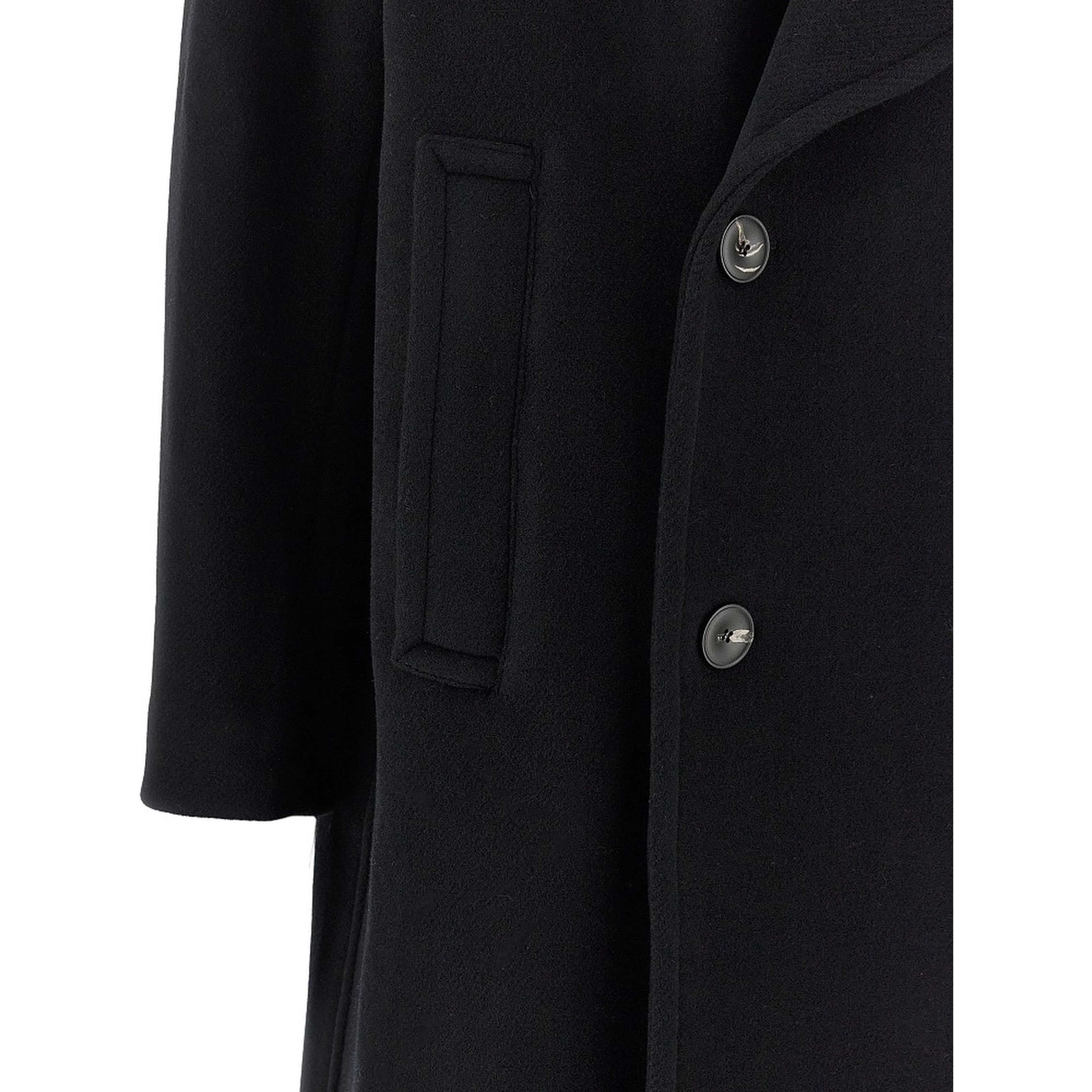 Wool-blend double-breasted overcoat